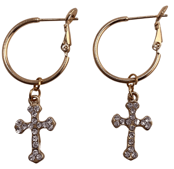 Cross dangle hot sale hoop earrings