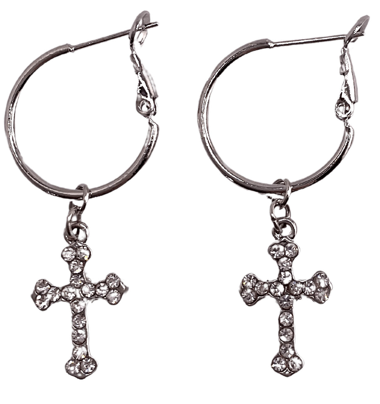 Dangle hoop cross earrings deals