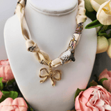 Diamond Bow Scarf Necklace Cream Jewelry Golden Stella