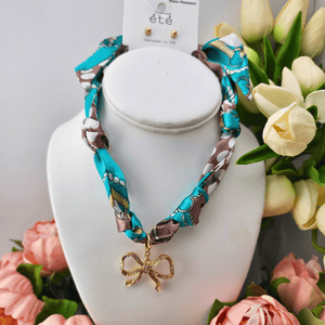 Diamond Bow Scarf Necklace Turquoise Jewelry Golden Stella