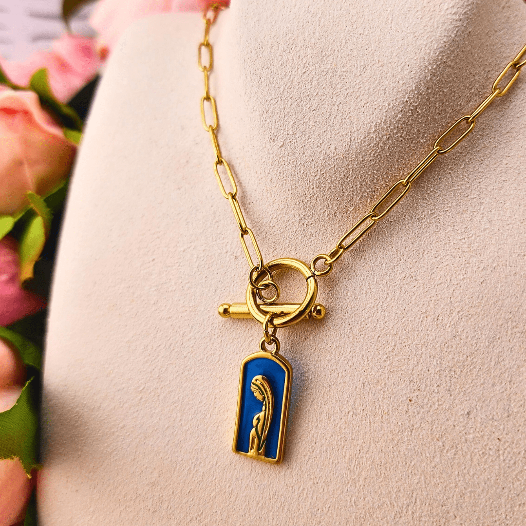 Enamel Blessed Mother Necklace Necklaces BeeStill Designs