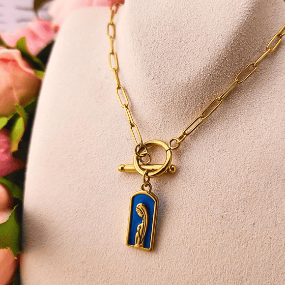Enamel Blessed Mother Necklace Necklaces BeeStill Designs
