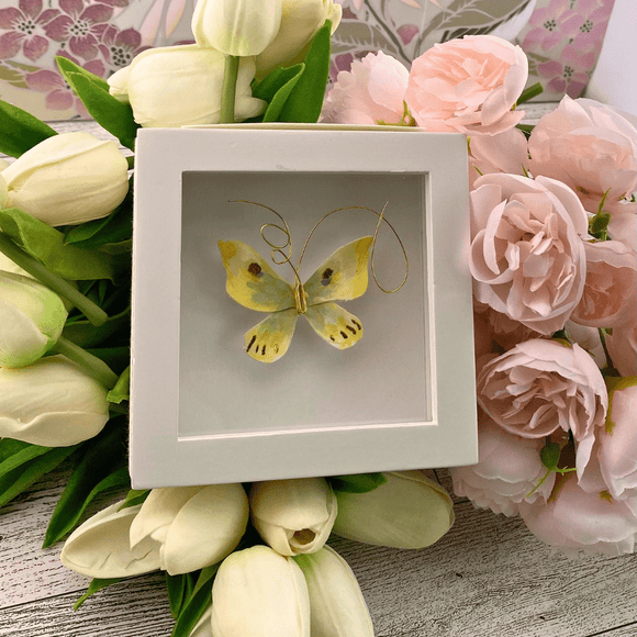 Endlessly Hopeful Yellow Butterfly Shadow Box Artwork Demdaco