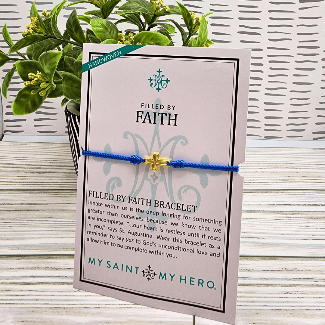 Filled By Faith Blue/Gold Bracelet My Saint My Hero