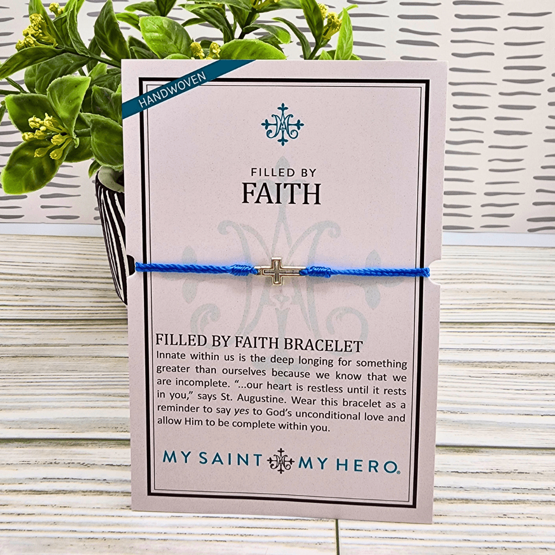 Filled By Faith Blue/Silver Bracelet My Saint My Hero