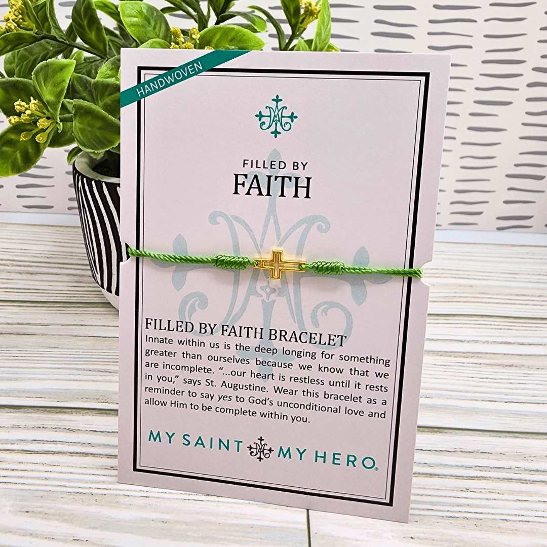 Filled By Faith Green/Gold Bracelet My Saint My Hero