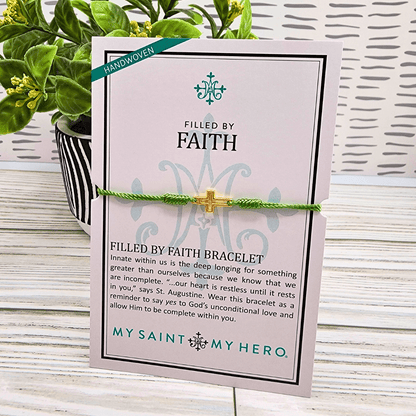 Filled By Faith Green/Gold Bracelet My Saint My Hero