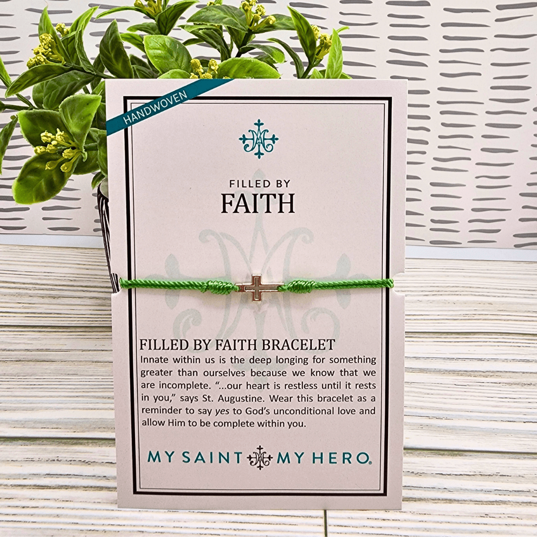 Filled By Faith Green/Silver Bracelet My Saint My Hero