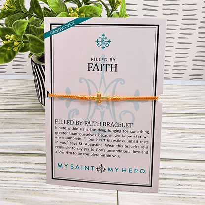 Filled By Faith Orange/Gold Bracelet My Saint My Hero