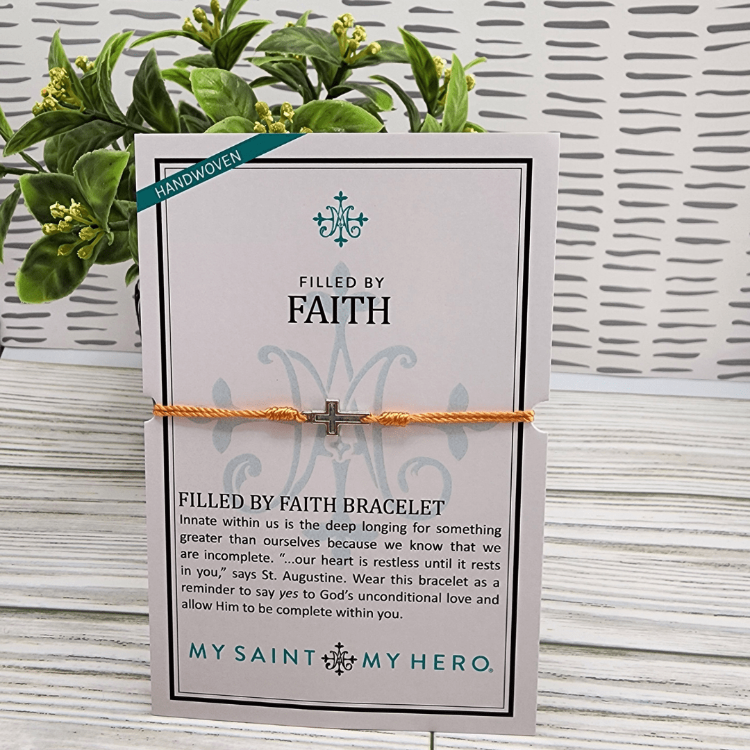 Filled By Faith Orange/Silver Bracelet My Saint My Hero