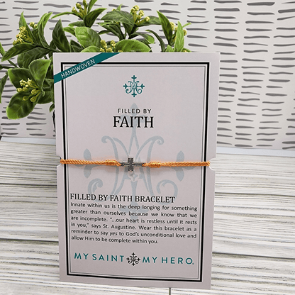 Filled By Faith Orange/Silver Bracelet My Saint My Hero