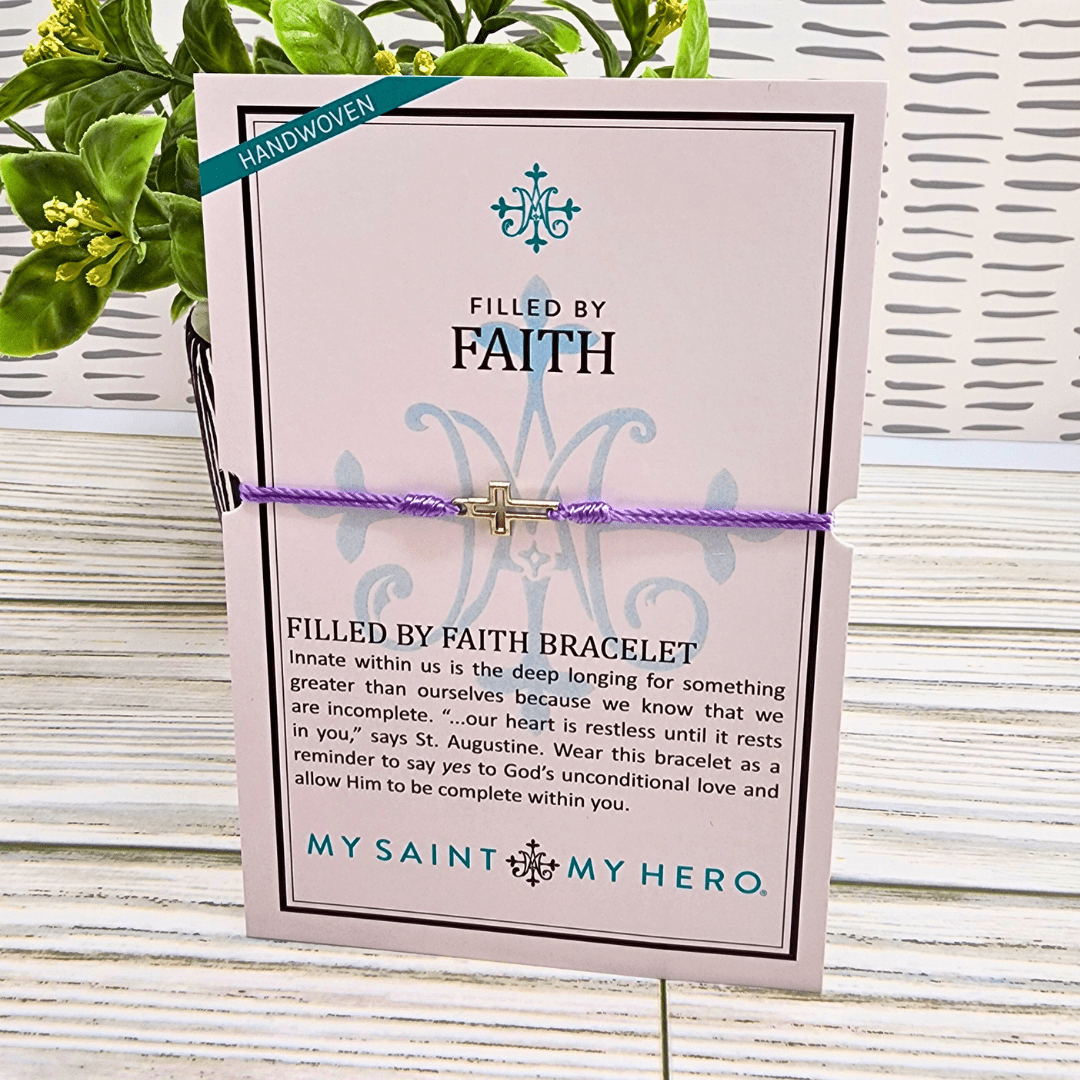 Filled By Faith Purple/Silver Bracelet My Saint My Hero