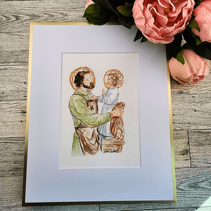 Framed Watercolor Prints Joseph and Jesus Books Jen Culotta Faithful Designs