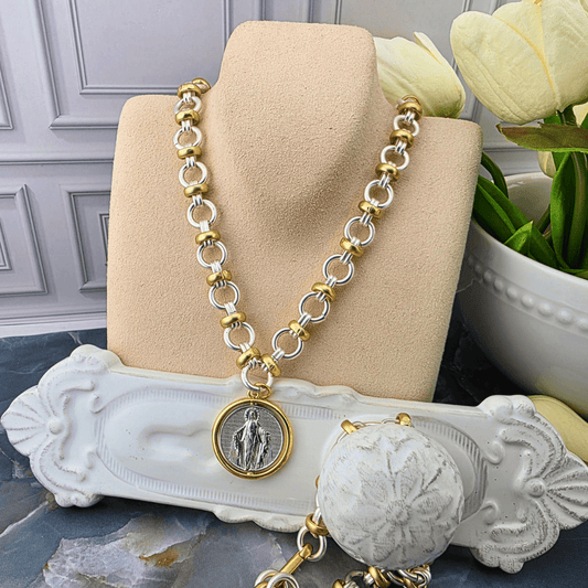 Spinning Miraculous Medal Pendant Necklace, Sister Dulce Gift Shop, Shepherds Staff, Religious Store, Cypress Springs Mercedarian Prayer Center, Catholic, 