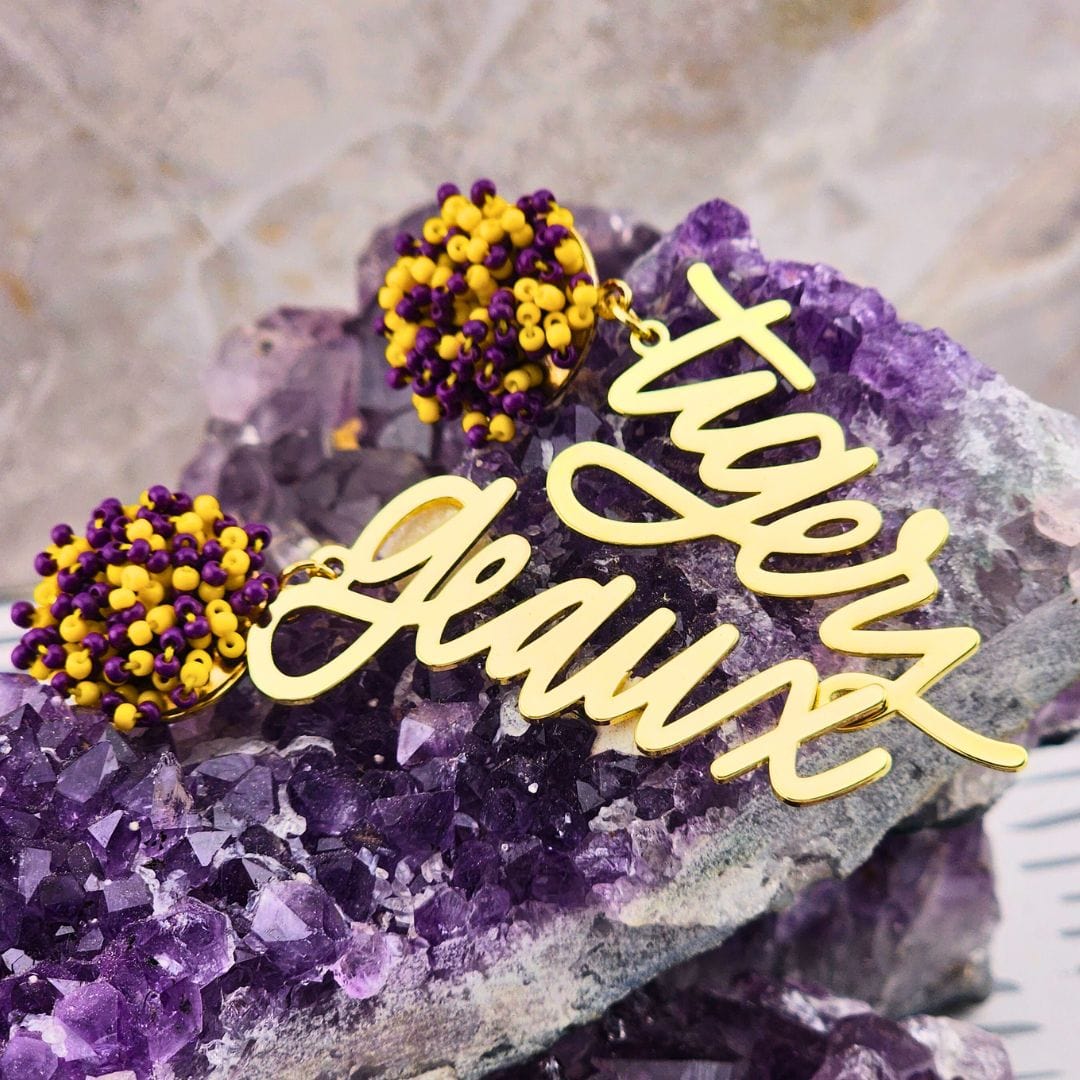Sister Dulce Gift Shop, Catholic Store, Religious Store,  LSU Earrings, Geaux Tigers Earrings