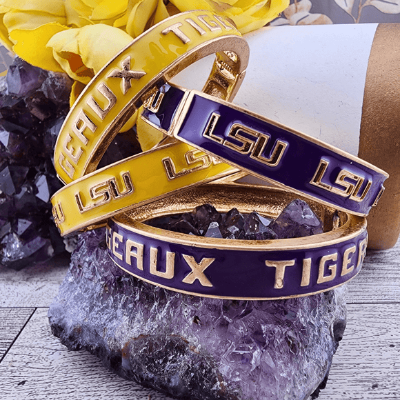 Geaux Tigers Enamel Hinge Bangle Bracelets Bracelets Canvas