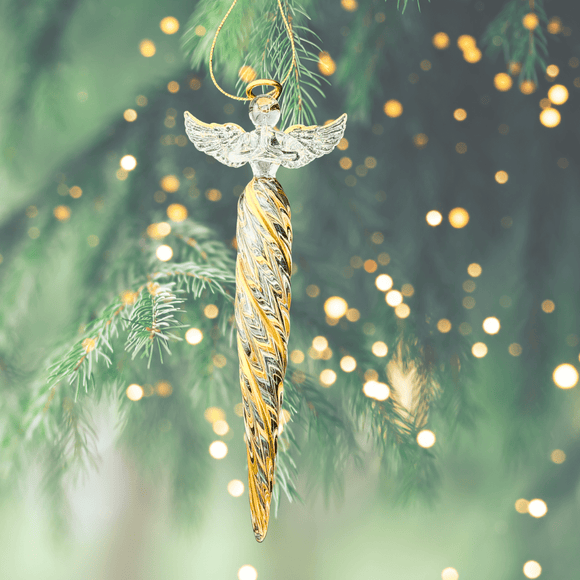 Gold and Clear Angle Icicle Ornament Christmas Angels, Ornaments K&K Interiors