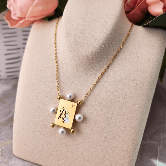 Gold And Pearl Double Sided Scapular Necklace Jewelry Ibiza Passion