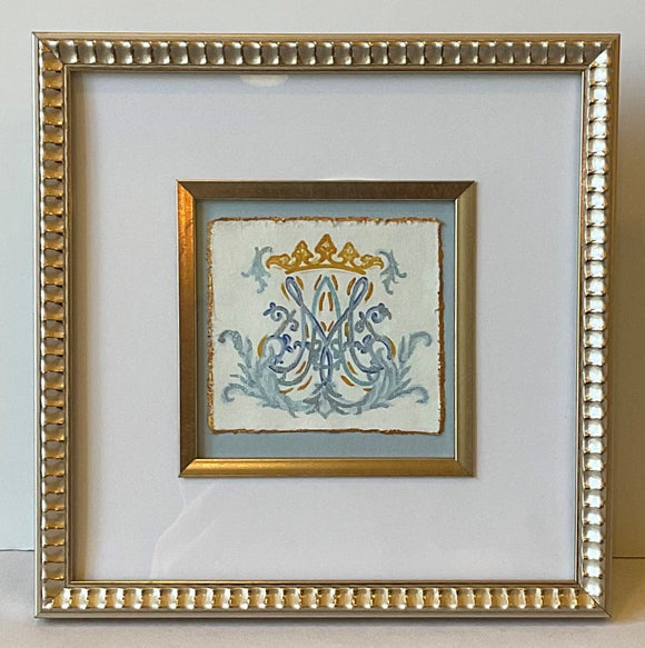 Gold Framed Watercolor Auspice Monogram – Cypress Springs Gift Shop