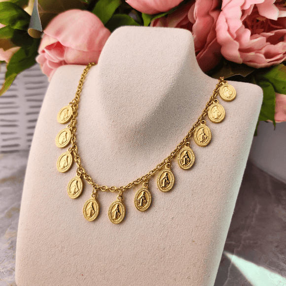 Gold Mary Charm Necklace Jewelry Ibiza Passion