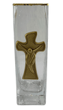 Gold Rimmed Vase Adorned With Modern Cross Crucifix Decor Art by Amy