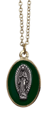 Green Enamel Our Lady of Guadalupe Necklace Link Chain Necklace Cypress Springs Gift Shop