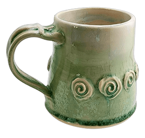 Hand Made Rosary Mug - Green and Cream Mug Nina Cork