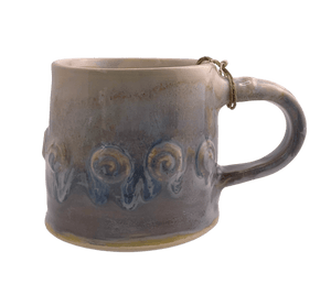 Hand Made Rosary Mug - Taupe, Blue and Cream Mug Nina Cork
