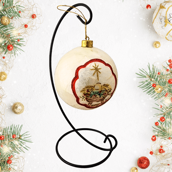 Hand Painted Capiz Baby Jesus Ornament Ornaments Trade Cie