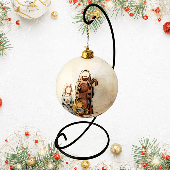 Hand Painted Capiz Holy Family Ornament Ornaments Trade Cie