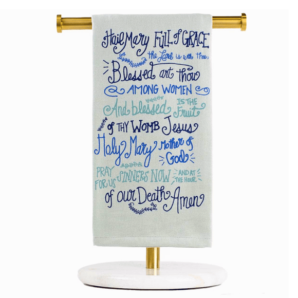 Hand Towel With The Hail Mary Prayer Accessory Cypress Springs Gift Shop