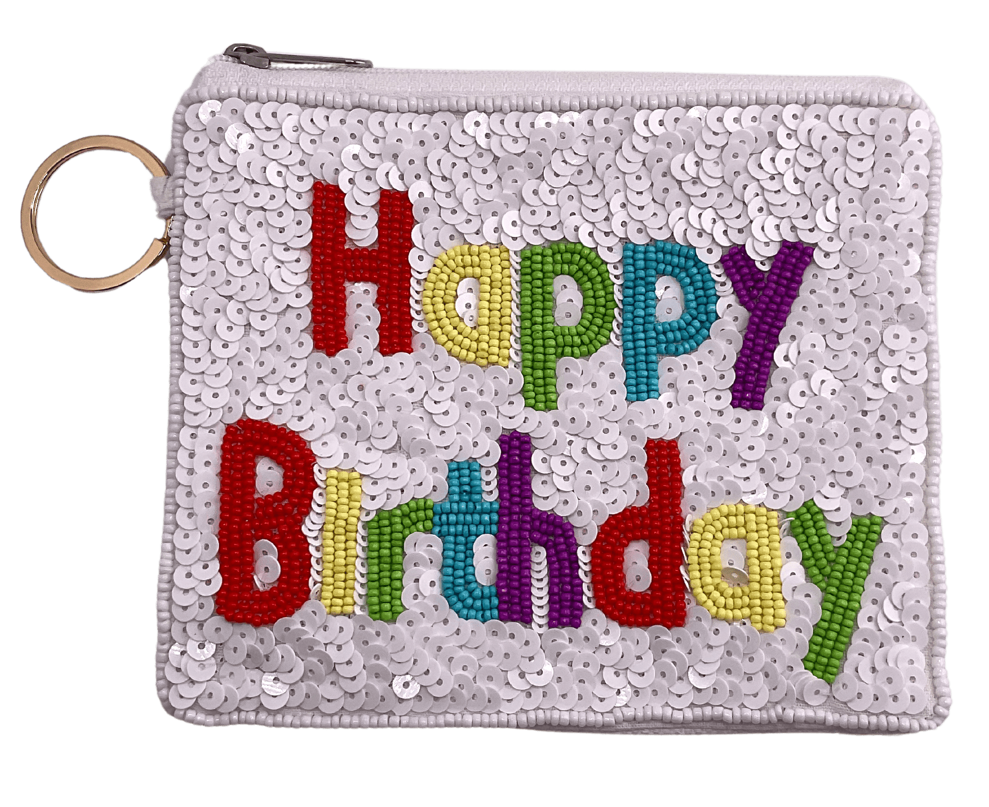 Happy Birthday Beaded Coin Pouch Coin Purse Golden Stella