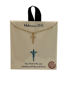Sister Dulce Gift Shop, Catholic Store, Catholic Necklace, Hebrews 13:8, Crucifix Necklace