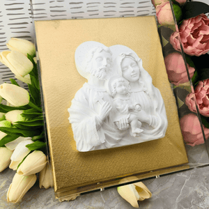 Holy Family bust on canvas with acrylic case Art Art by Amy