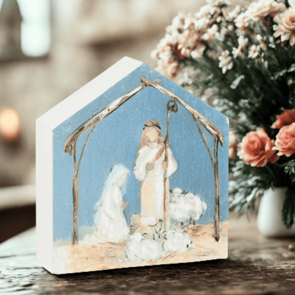 Holy Night Nativity Block Artwork Raz Imports