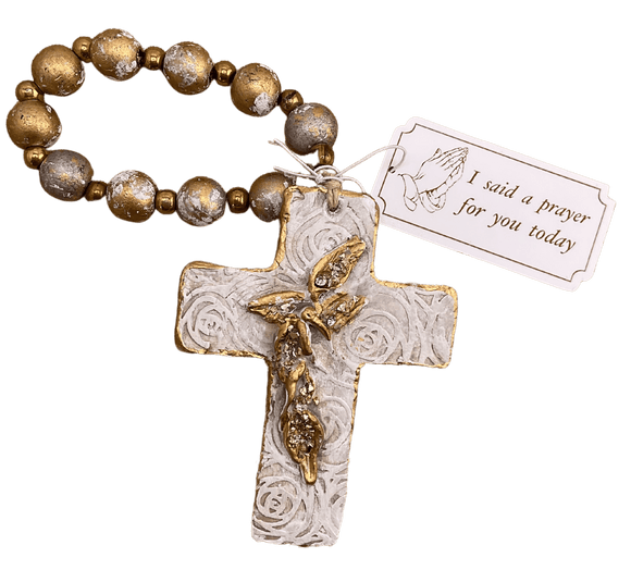 I Said A Prayer For You Cross Gold Beads Cypress Springs Gift Shop