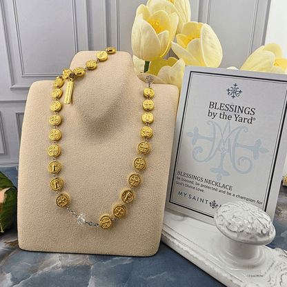 Blessings By The Yard Benedictine and Crystal Necklace, Sister Dulce Gift Shop, Shepherds Staff, Religious Store, Cypress Springs Mercedarian Prayer Center, Catholic, My Saint My Hero