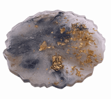 Individual Resin Coasters | Large Coaster Blue and Gold With Sacred Heart Medal Home Sacred Treasures