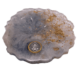 Individual Resin Coasters | Large Coaster Light Blue White and Gold With St. Benedict Medal Home Sacred Treasures