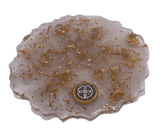 Individual Resin Coasters | Large Coaster White and Gold With St. Benedict Medal Home Sacred Treasures