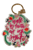Inspirational Acrylic Key Chain Walk by Faith keychain Mary Square