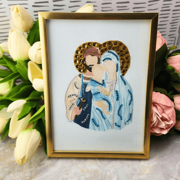 Jeweled Hand Painted Artwork - Holy Family Artwork Sacred Treasures