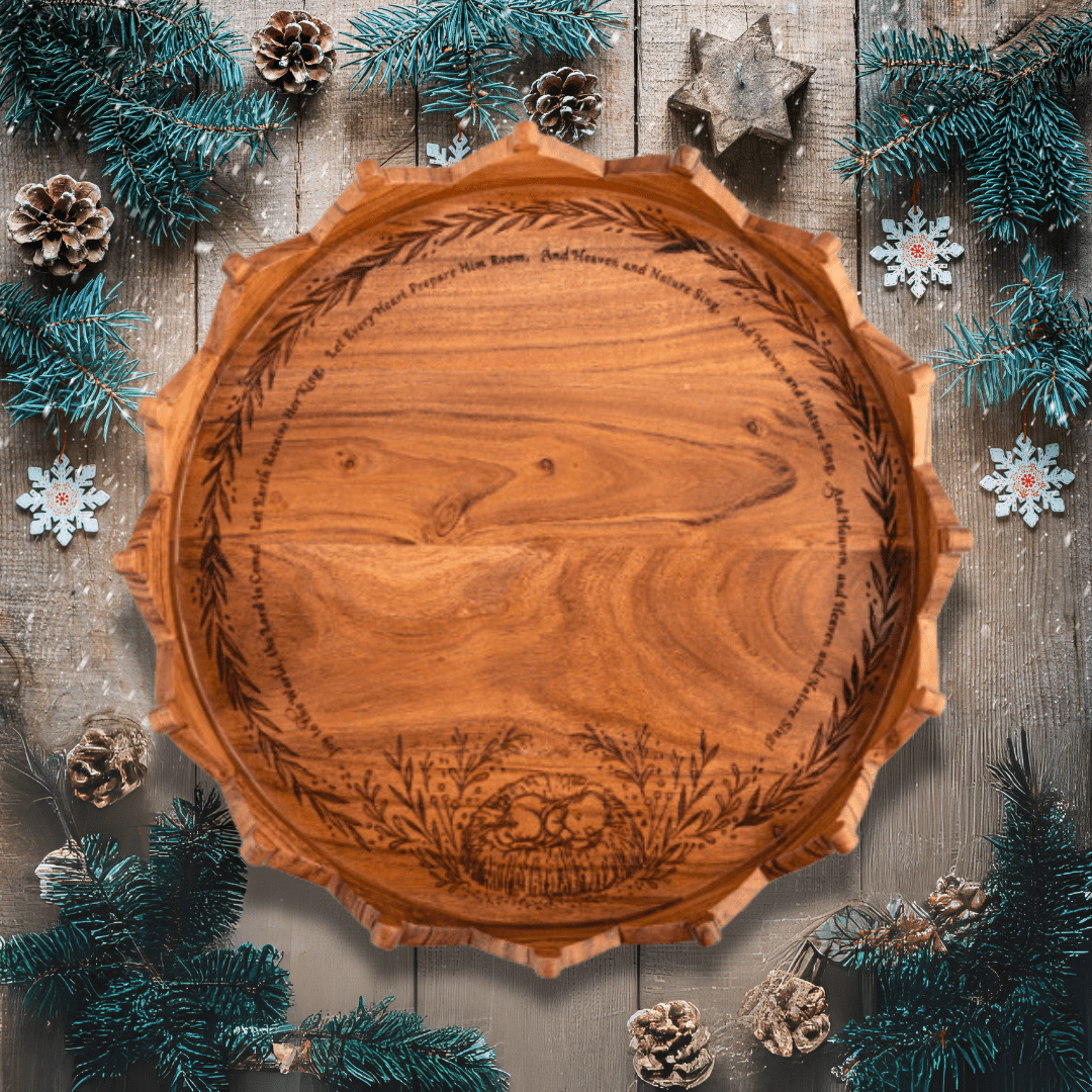 Joy to the World Engraved Round Tray Decor Christian Brands