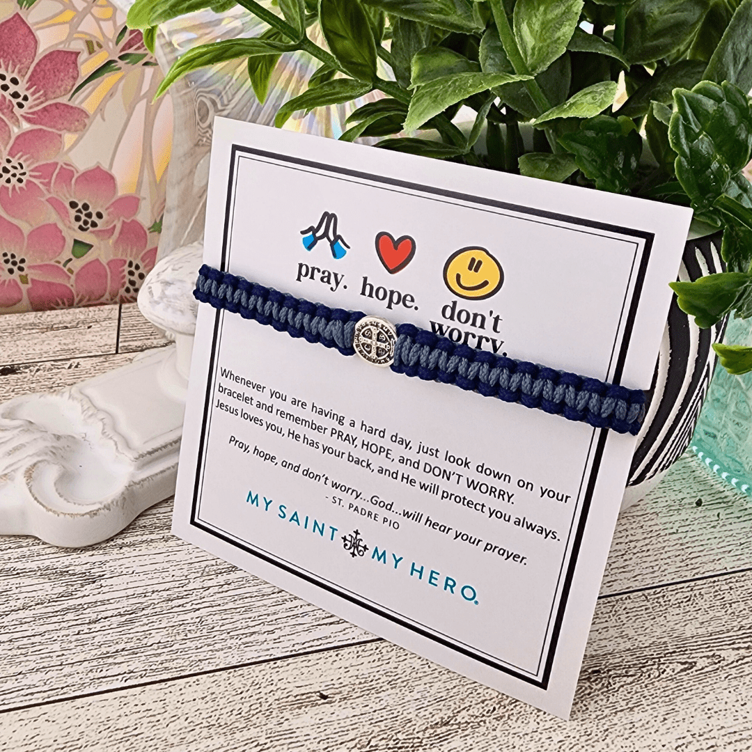 Kid's St. Benedict Bracelet Navy and Slate Bracelets My Saint My Hero
