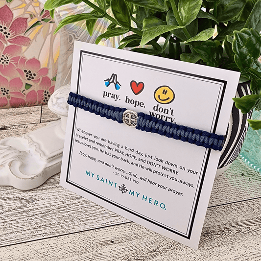 Kid's St. Benedict Bracelet Navy and Slate Bracelets My Saint My Hero
