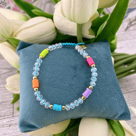 Kids Bracelet With Clear Beads Turqoise Jewelry Jane Marie LLC