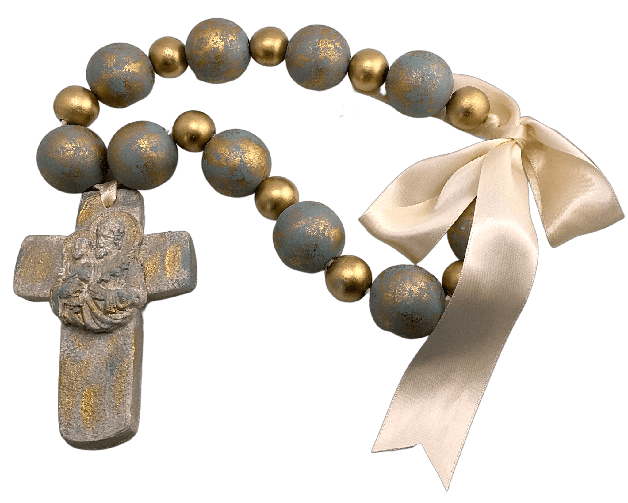 Large Hand Painted Blessing Beads With Cross Cypress Springs Gift Shop