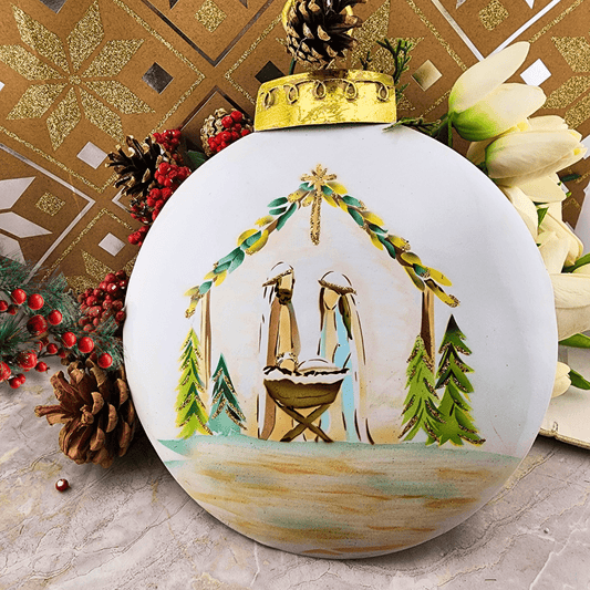 Large Handpainted Nativity Disc Ornament Ornaments Trade Cie