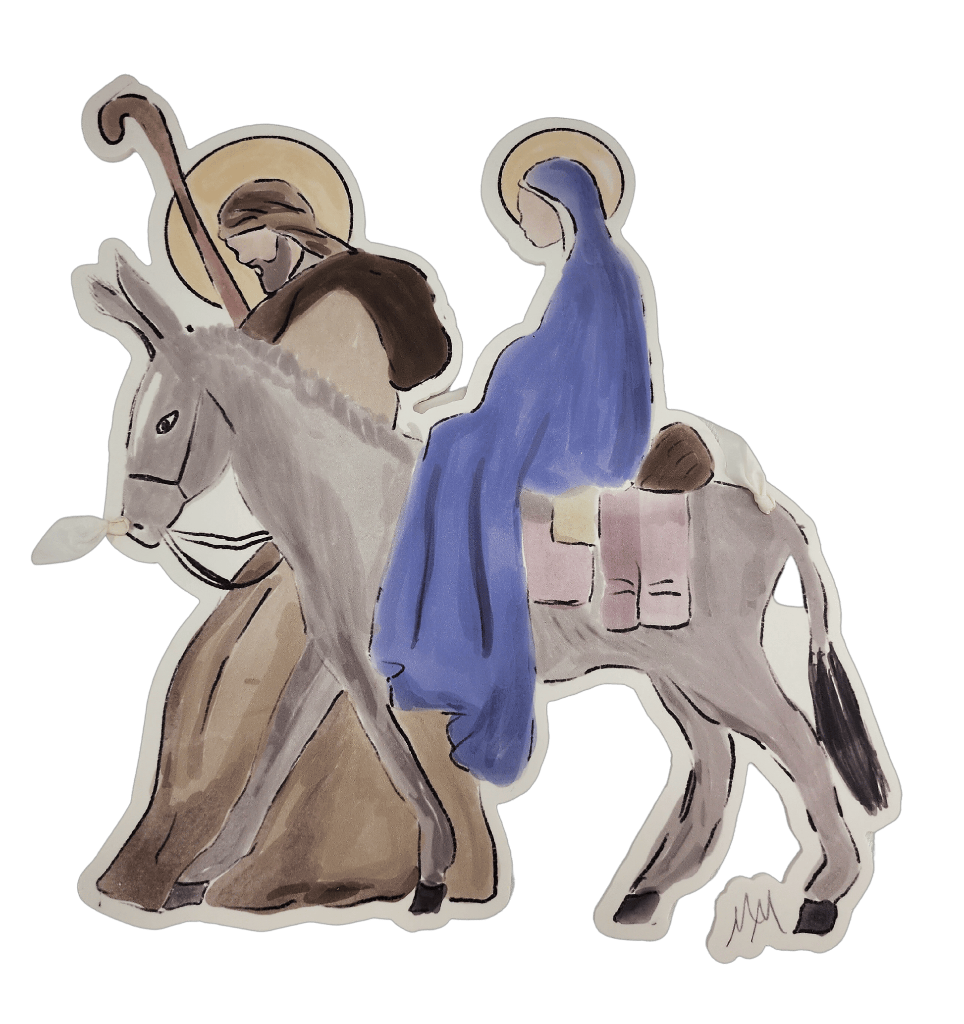 Large Holiday Door Hangers Traveling Holy Family Artwork, Sister Dulce Gift Shop, Catholic Store, Religious Store, Catholic Christmas, Religious Christmas, 