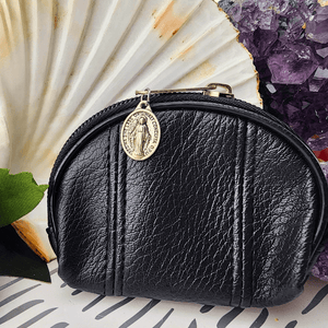 Leather Zip Rosary Case Roasry Pouch Christian Brands